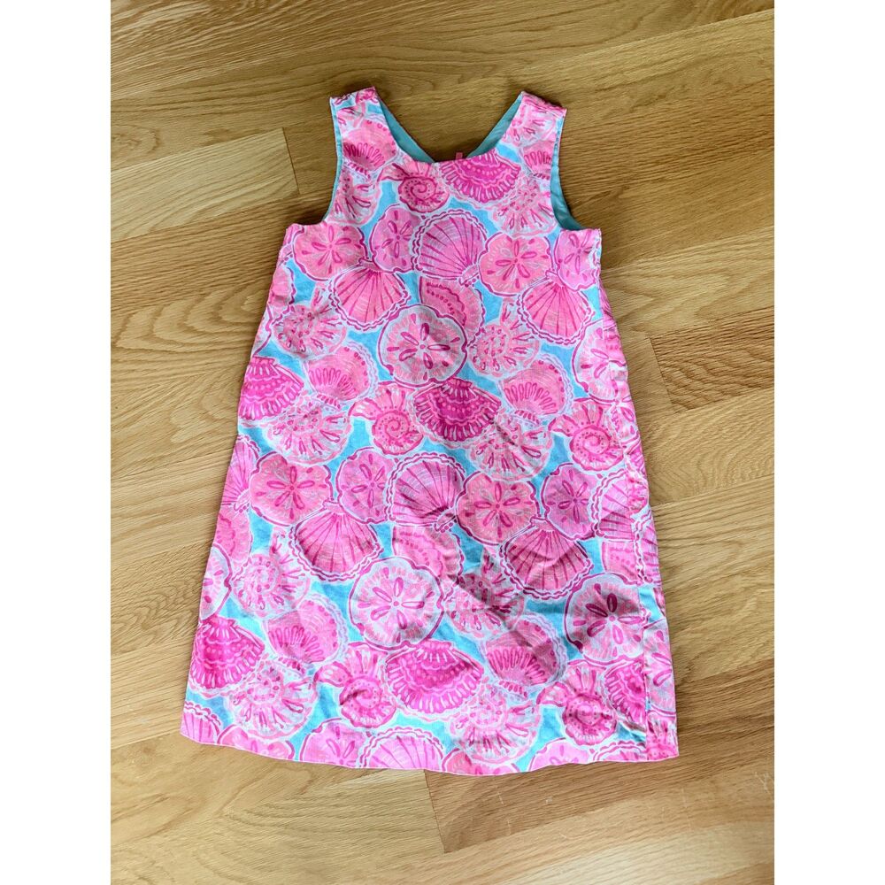 Lilly Pulitzer Girls Pink Pout Barefoot Princess Seashell Shift Dress Est Size 8